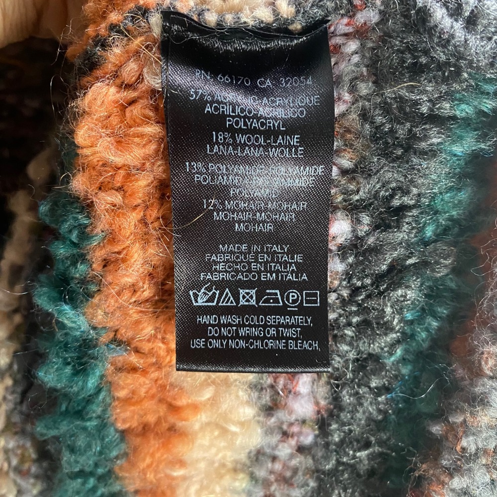 Moth Anthropologie Striped Cowl Neck Sweater Medium Mohair Wool Blend Earthy - Picture 5 of 6